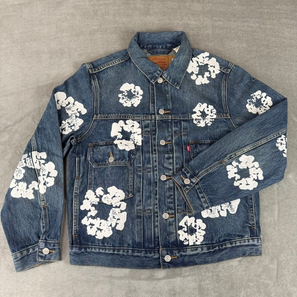 Levi's Other - Levis x Denim Tears All Over Wreath Denim Jacket Mens Small Blue Dark Wash NWOT